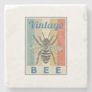Vintage Style Bee Queen Honey Beekeeper Beekeeping Stone Coaster