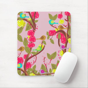 Vintage style Birds and Flowers Mouse Pad