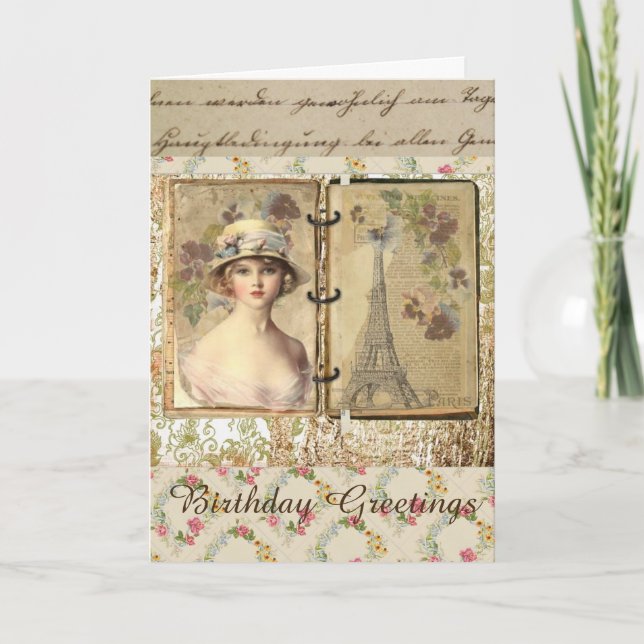 Vintage Style Birthday Card For Women (Front)