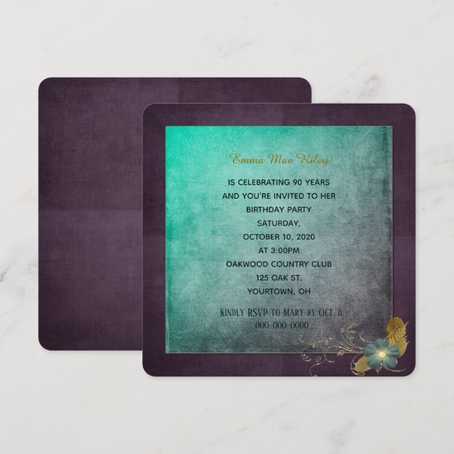 Vintage style birthday party invite (Front/Back)