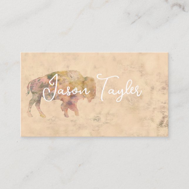 vintage style bison design double sided  business card (Front)