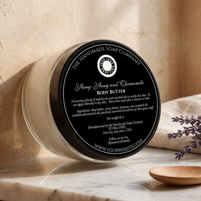 Vintage Style Black Cosmetics Jar Label with logo (Creator Uploaded)