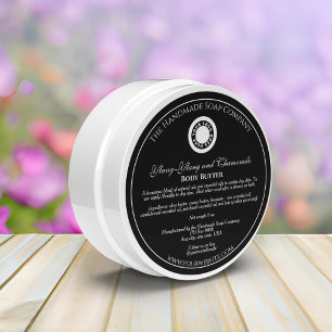 Vintage Style Black Cosmetics Jar Label with logo