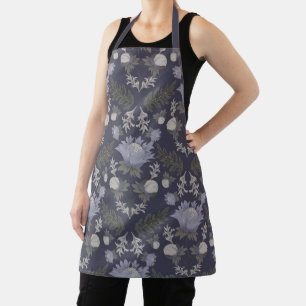 Vintage-style blue color botanical pattern  apron