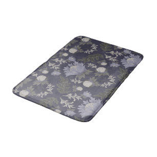 Vintage-style blue color botanical pattern  bath m mat