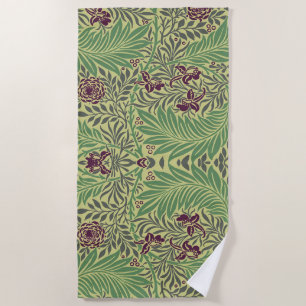 Vintage-style blue color botanical pattern  beach towel