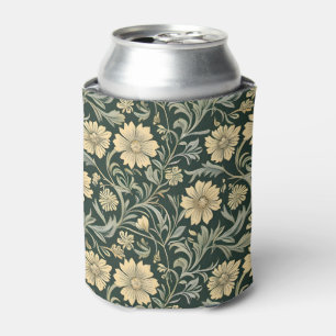 Vintage-style blue color botanical pattern  can co cooler