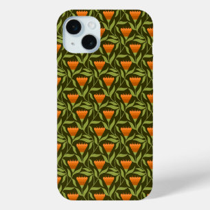 Vintage-style blue color botanical pattern Case-M iPhone 15 Mini Case