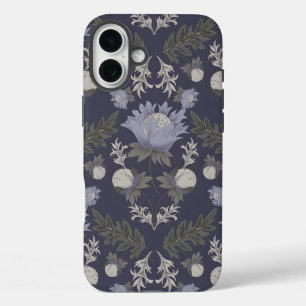 Vintage-style blue color botanical pattern  Case-M iPhone 16 Plus Case