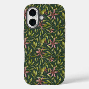 Vintage-style blue color botanical pattern Case-M iPhone 16 Case