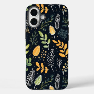 Vintage-style blue color botanical pattern  Case-M iPhone 16 Plus Case