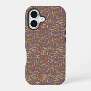 Vintage-style blue color botanical pattern Case-M iPhone 16 Case