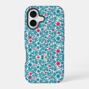 Vintage-style blue color botanical pattern Case-M iPhone 16 Case