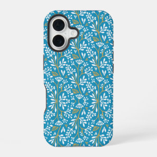 Vintage-style blue color botanical pattern Case-M iPhone 16 Case