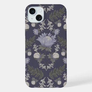 Vintage-style blue color botanical pattern Case-M iPhone 15 Plus Case
