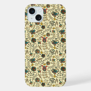Vintage-style blue color botanical pattern Case-M iPhone 15 Plus Case