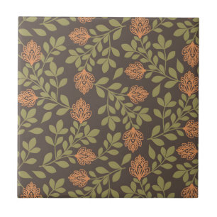 Vintage-style blue color botanical pattern cerami tile
