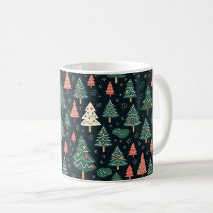 Vintage-style blue color botanical pattern coffee mug