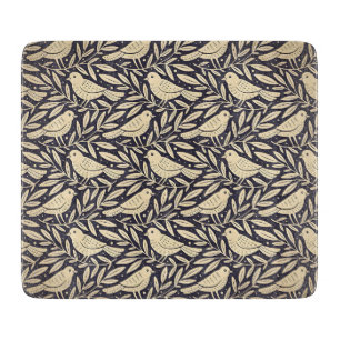 Vintage-style blue color botanical pattern cuttin cutting board
