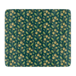 Vintage-style blue color botanical pattern cuttin cutting board