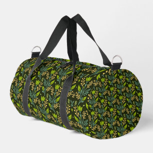Vintage-style blue color botanical pattern duffle bag