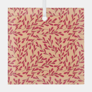 Vintage-style blue color botanical pattern glass ornament