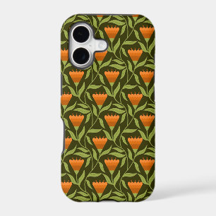 Vintage-style blue color botanical pattern iPhone