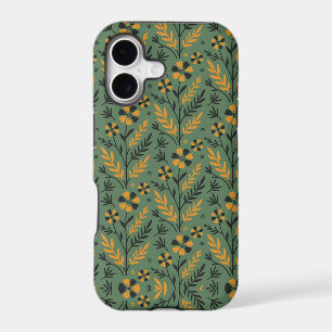 Vintage-style blue color botanical pattern iPhone