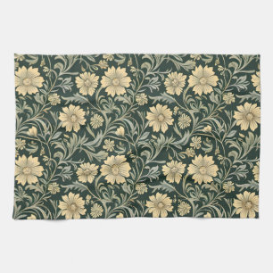 Vintage-style blue color botanical pattern kitche kitchen towel
