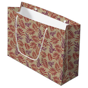 Vintage-style blue color botanical pattern large gift bag