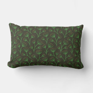 Vintage-style blue color botanical pattern lumbar pillow