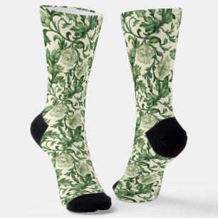 Vintage-style blue color botanical pattern  socks