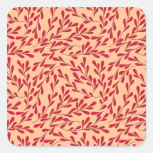 Vintage-style blue color botanical pattern square sticker