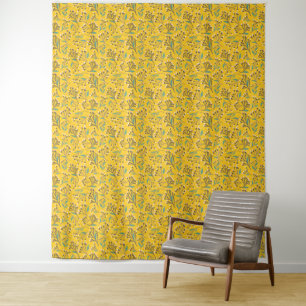 Vintage-style blue color botanical pattern tapest tapestry