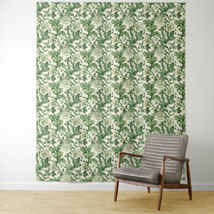 Vintage-style blue color botanical pattern  tapest tapestry