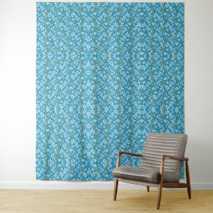 Vintage-style blue color botanical pattern tapest tapestry