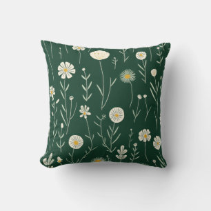 Vintage-style blue color botanical pattern  throw pillow