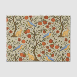 Vintage-style blue color botanical pattern tissue paper