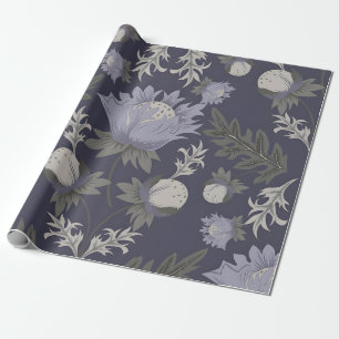Vintage-style blue color botanical pattern wrappi wrapping paper
