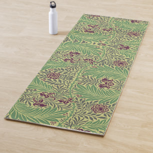 Vintage-style blue color botanical pattern yoga m mat