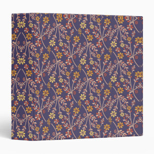 Vintage-style blue colour botanical pattern  3 rin binder