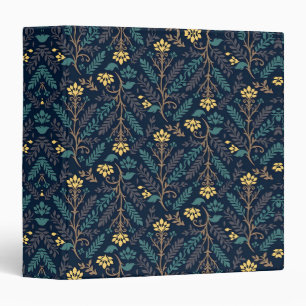 Vintage-style blue colour botanical pattern 3 rin binder