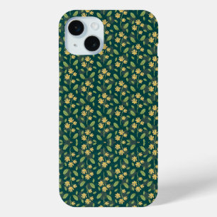 Vintage-style blue colour botanical pattern  Case- iPhone 15 Mini Case