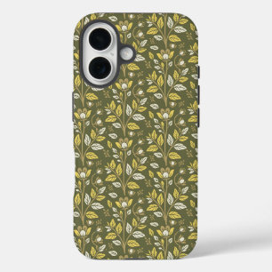 Vintage-style blue colour botanical pattern Case- iPhone 16 Case