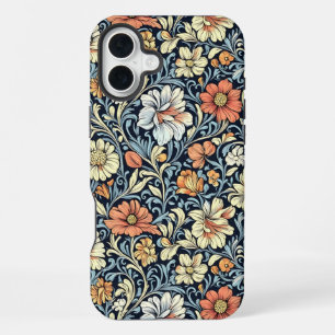 Vintage-style blue colour botanical pattern Case- iPhone 16 Plus Case