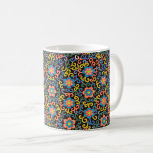 Vintage-style blue colour botanical pattern  coffe coffee mug