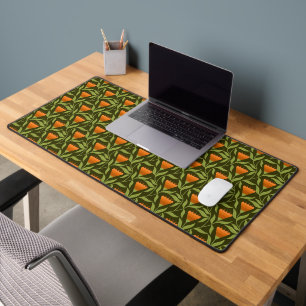 Vintage-style blue colour botanical pattern desk mat