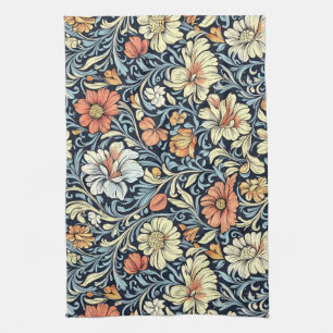Vintage-style blue colour botanical pattern  kitch kitchen towel