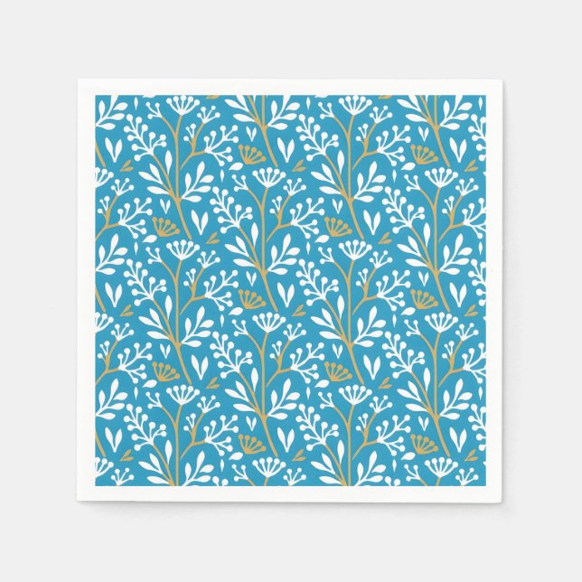 Vintage-style blue colour botanical pattern  napki napkin (Front)