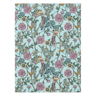 Vintage-style blue colour botanical pattern  tablecloth